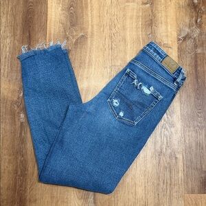 American Eagle Outfitters Mom Jeans Stretch Dark Wash Distressed size 4R